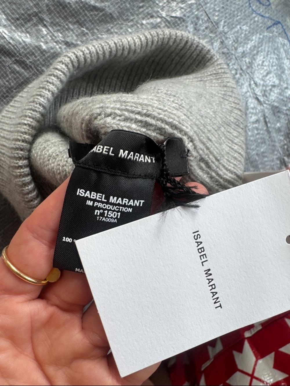 Isabel Marant Light Gray Ribbed Knit Beanie Bonnet chilton cashmere - Picture 3 of 3